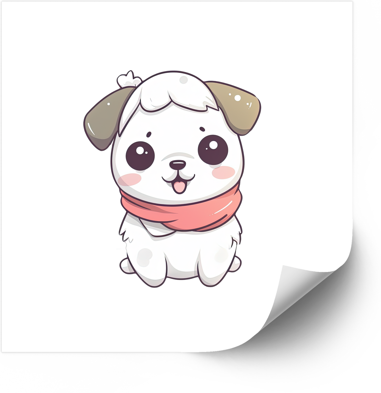 Cute Puppy Pink Scarf Kawaii Sticker | Adorable Dog Illustration Vinyl Decal