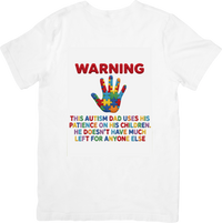 Thumbnail for Warning Autism Dad Patience Puzzle Hand T-Shirt | Meaningful Autism Awareness Graphic Tee | Dad Gift