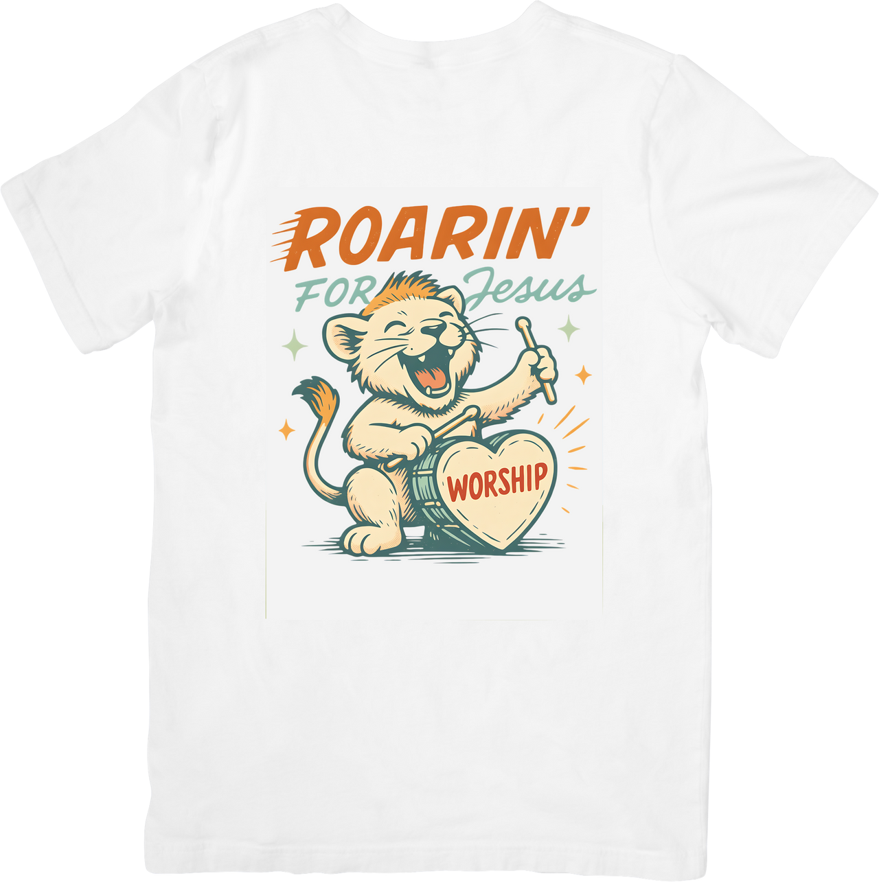 Roarin For Jesus Worship Lion T-Shirt | Christian Cute Kids Graphic Tee | Church Gift