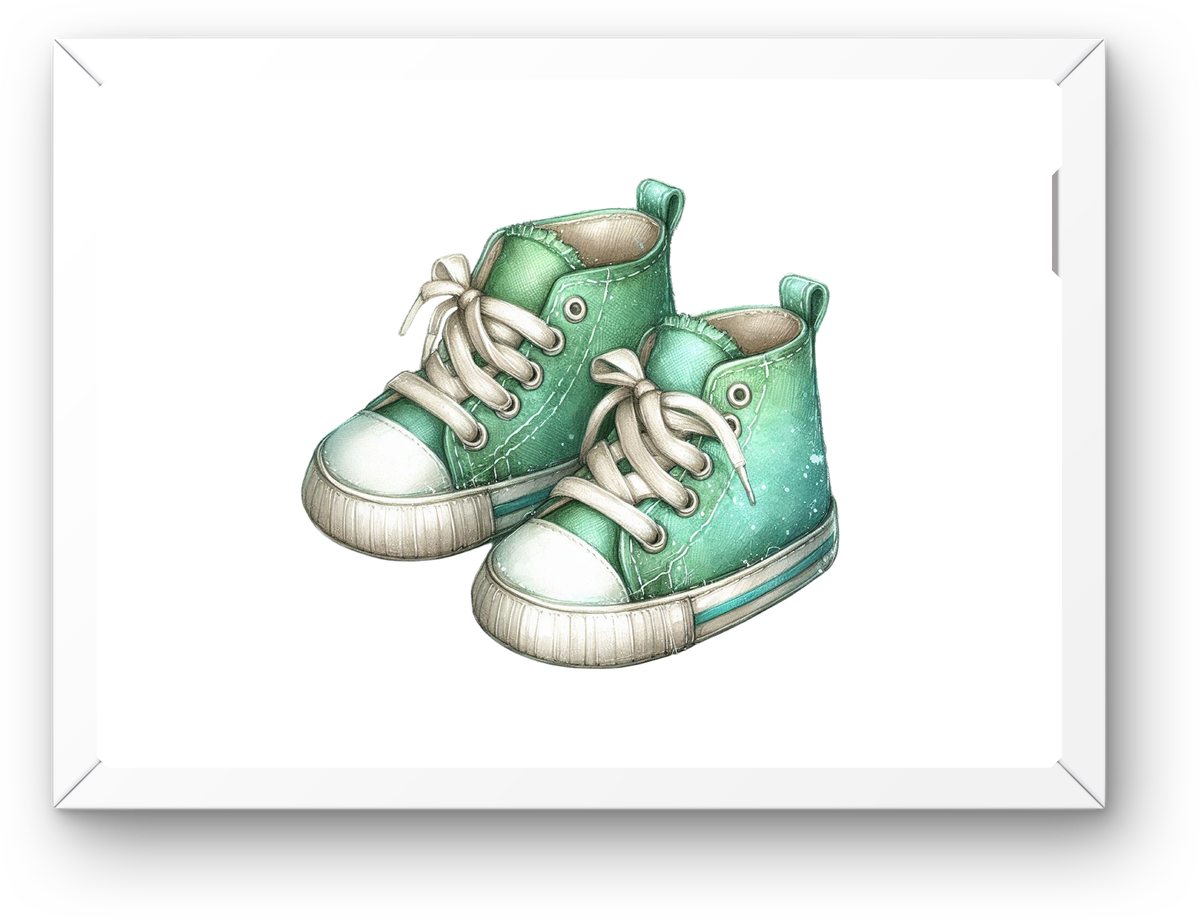 Mint Green Baby Sneakers Wall Art | Cute Watercolor Baby Shoes Print | Nursery Baby Gift