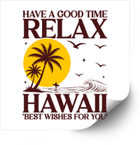 Thumbnail for Relax Hawaii Sticker | Vintage Palm Tree Sunset Vinyl Decal | Beach Surf Gift