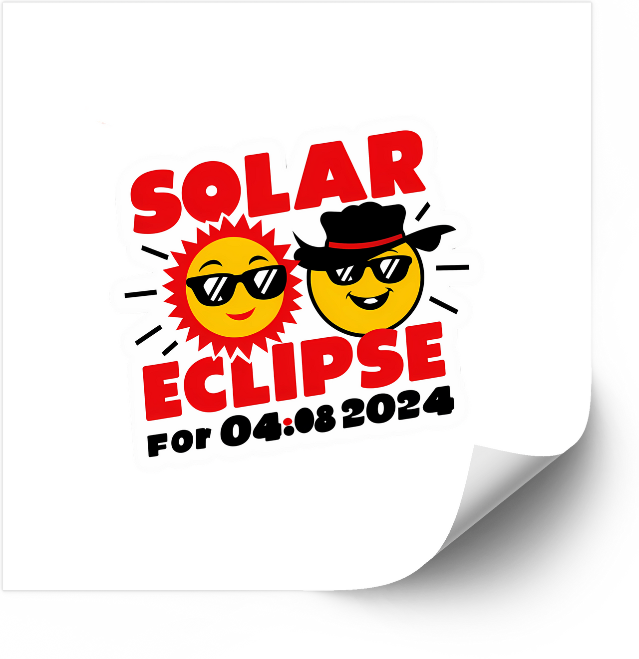 Solar Eclipse Funny Sun And Moon Sticker | Retro Humorous Celestial Vinyl Decal