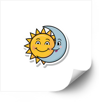 Thumbnail for Smiling Sun And Moon Sticker | Cute Kawaii Celestial Vinyl Decal