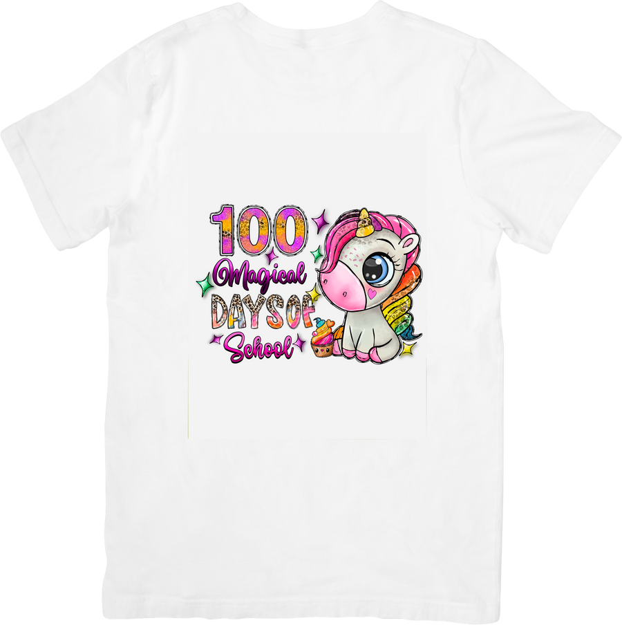 100 Magical Days Of School Unicorn T-Shirt | Cute Kawaii Kids Graphic Tee | School Gift