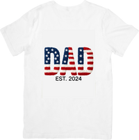 Thumbnail for Dad Est 2024 American Flag T-Shirt | Patriotic New Dad Graphic Tee | Father Gift