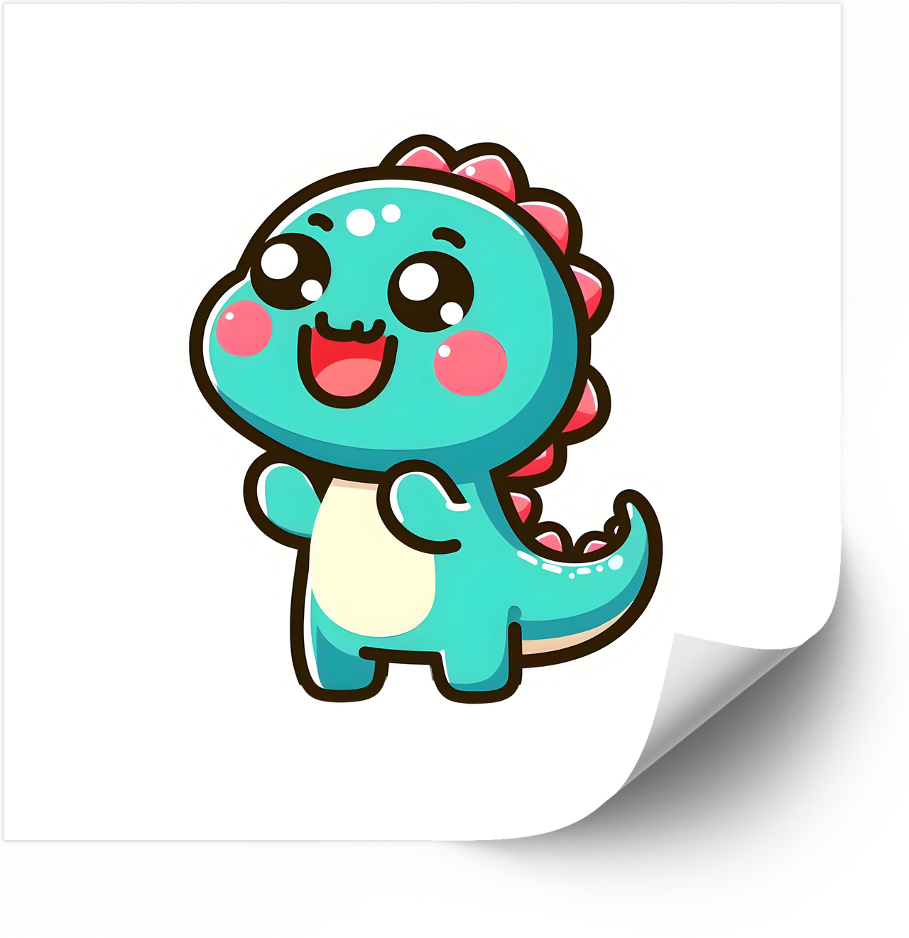 Happy Baby Dinosaur Kawaii Sticker | Cute Colorful Dino Vinyl Decal