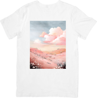 Thumbnail for Pink Sunset Meadow T-Shirt | Dreamy Watercolor Landscape Graphic Tee | Nature Lover Gift