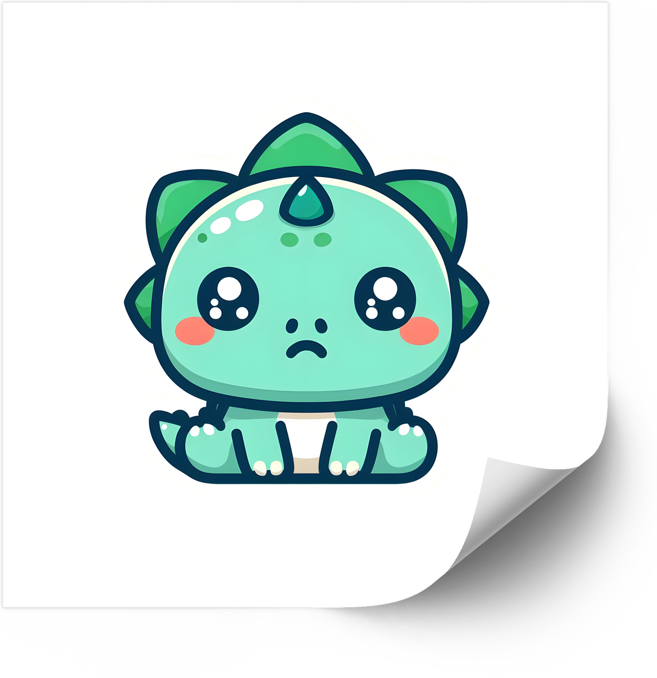 Baby Dinosaur Sad Face Sticker | Kawaii Cute Dino Vinyl Decal