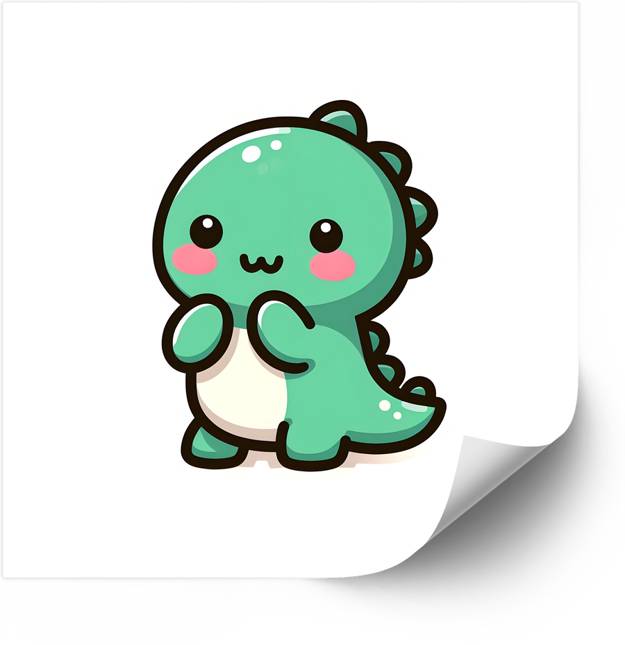 Baby Dinosaur Sticker | Cute Kawaii Green Dino Vinyl Decal