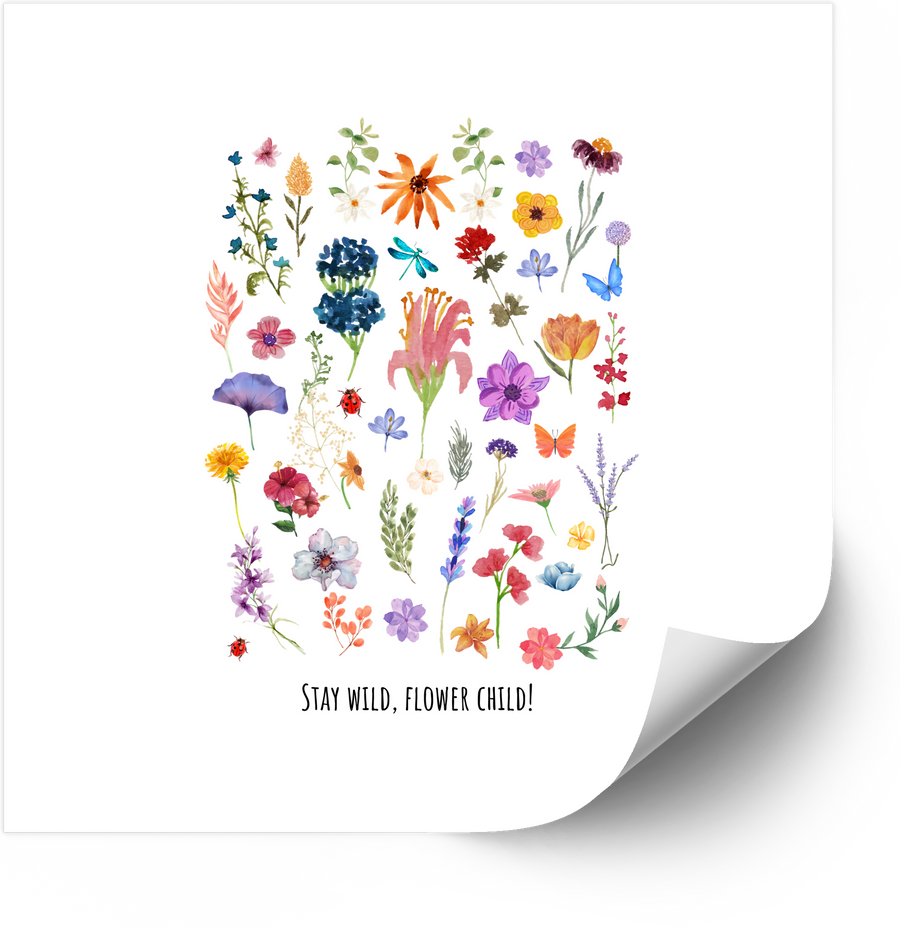 Stay Wild Flower Child Wildflower Sticker | Floral Boho Nature Vinyl Decal