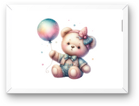 Thumbnail for Pastel Teddy Bear Balloon Wall Art | Cute Watercolor Nursery Print | Baby Girl Gift