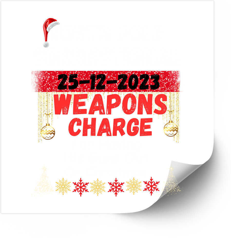 Weapons Charge Christmas 2023 Sticker | Funny Holiday Humor Vinyl Decal