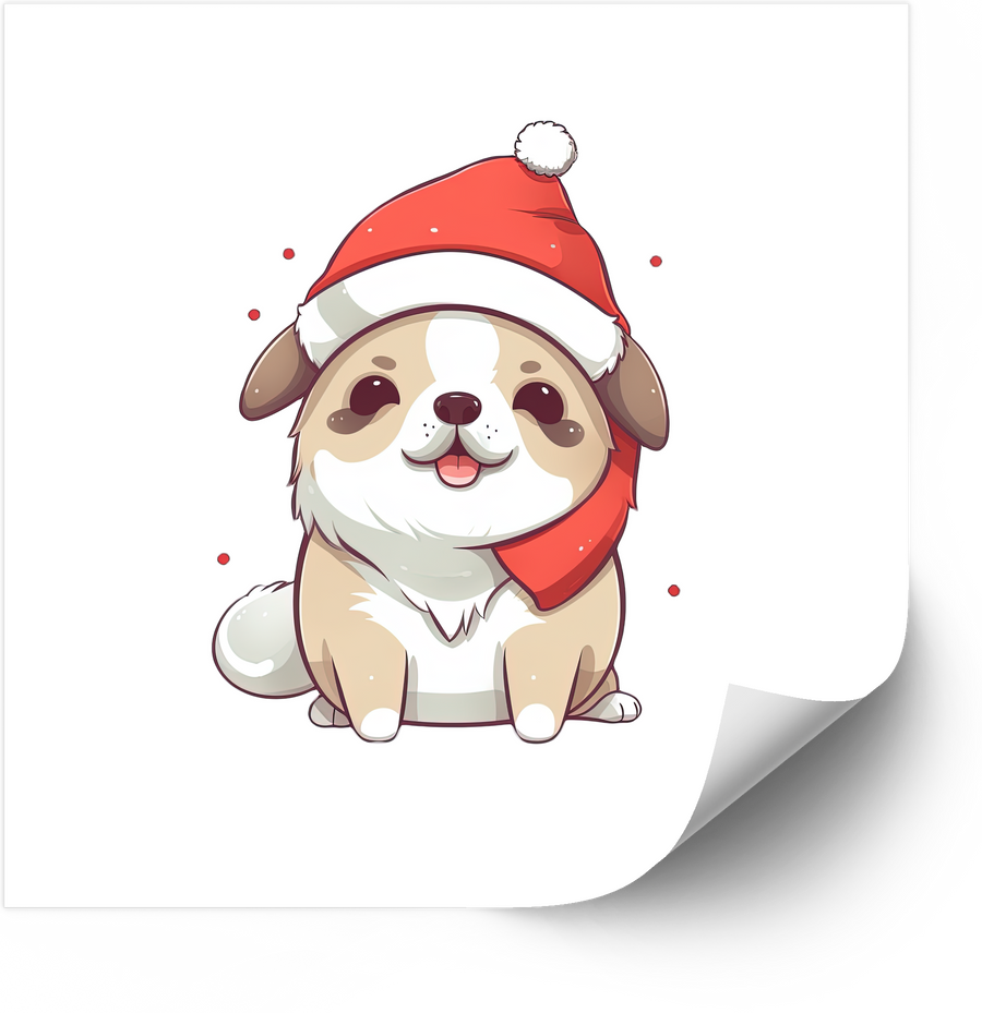 Christmas Shiba Inu Puppy Sticker | Kawaii Holiday Dog Vinyl Decal