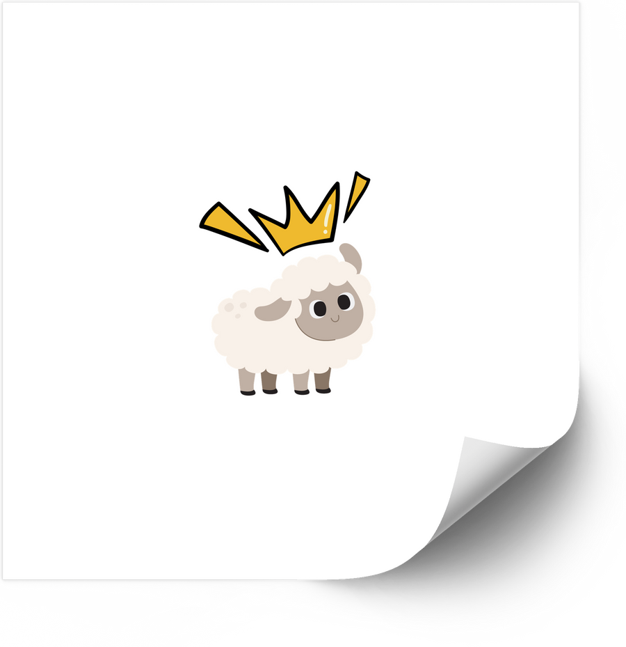 Royal Sheep With Crown Sticker | Cute Kawaii Farm Animal Vinyl Decal