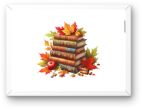 Thumbnail for Autumn Book Stack Wall Art | Cozy Fall Maple Leaves Print | Reader Library Gift
