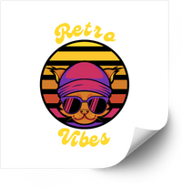 Thumbnail for Retro Vibes Cat With Sunglasses Sticker | Retro Sunset Aesthetic Vinyl Decal
