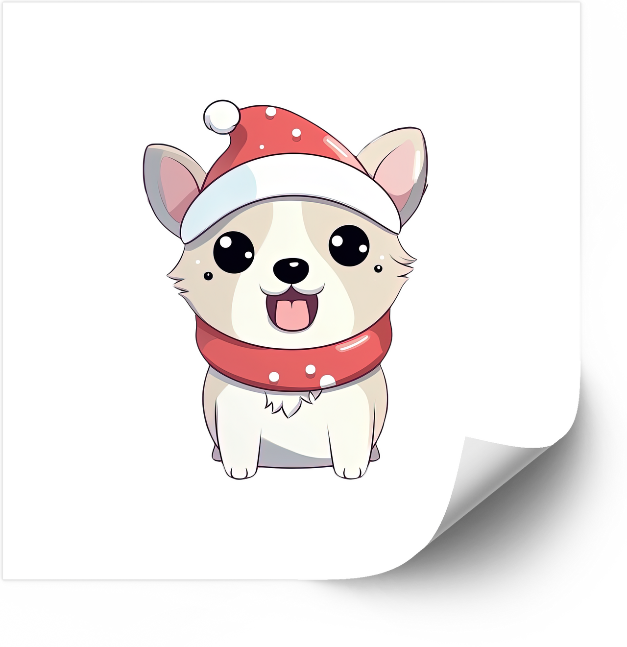 Christmas Corgi Puppy Sticker | Kawaii Holiday Dog Vinyl Decal