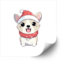 Thumbnail for Christmas Corgi Puppy Sticker | Kawaii Holiday Dog Vinyl Decal