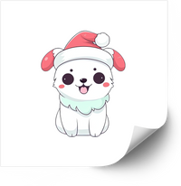 Thumbnail for Christmas White Puppy Sticker | Kawaii Holiday Dog Vinyl Decal