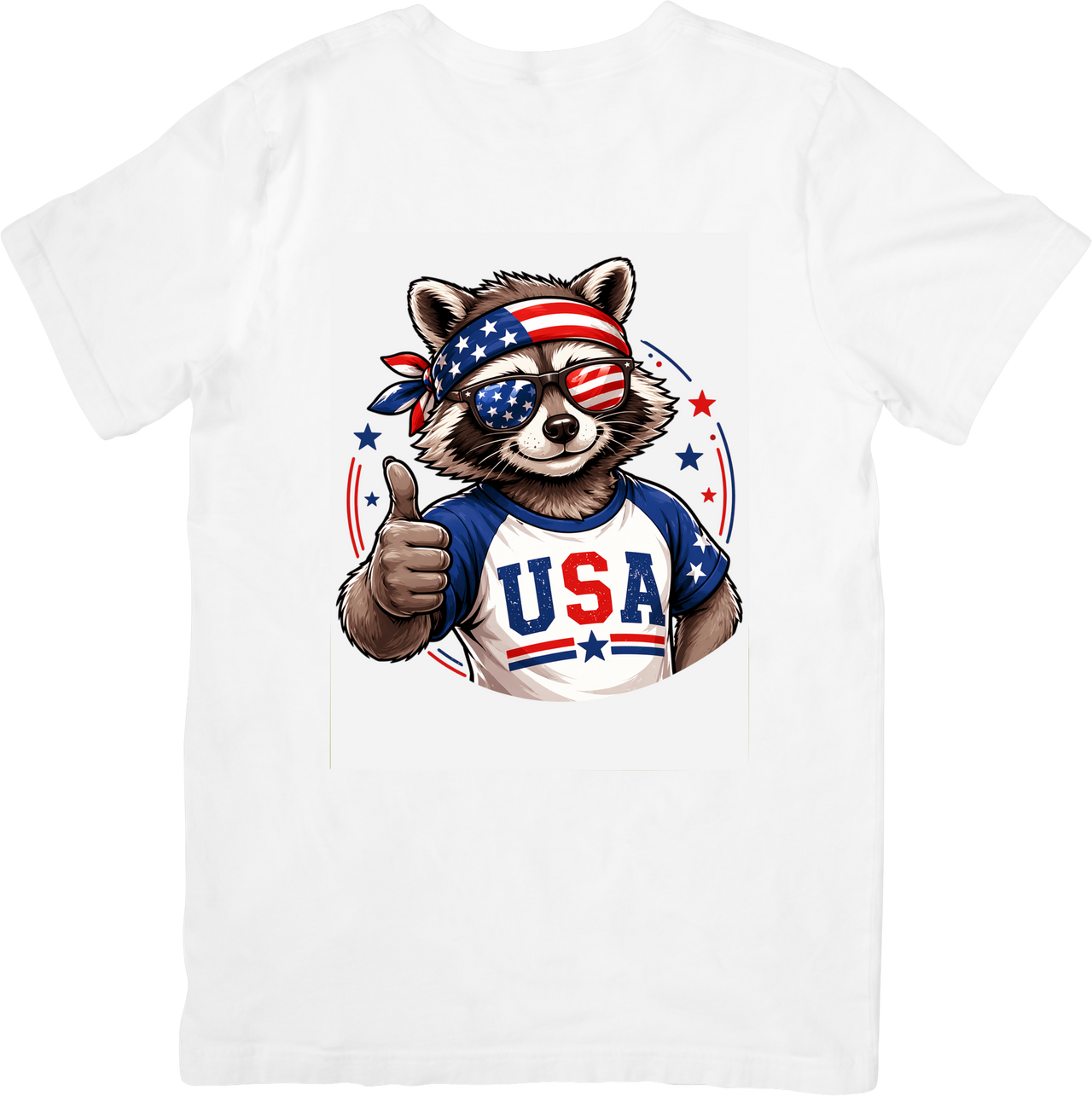 USA Raccoon Patriotic Bandana T-Shirt | Funny Patriotic Fourth of July Graphic Tee | American Gift