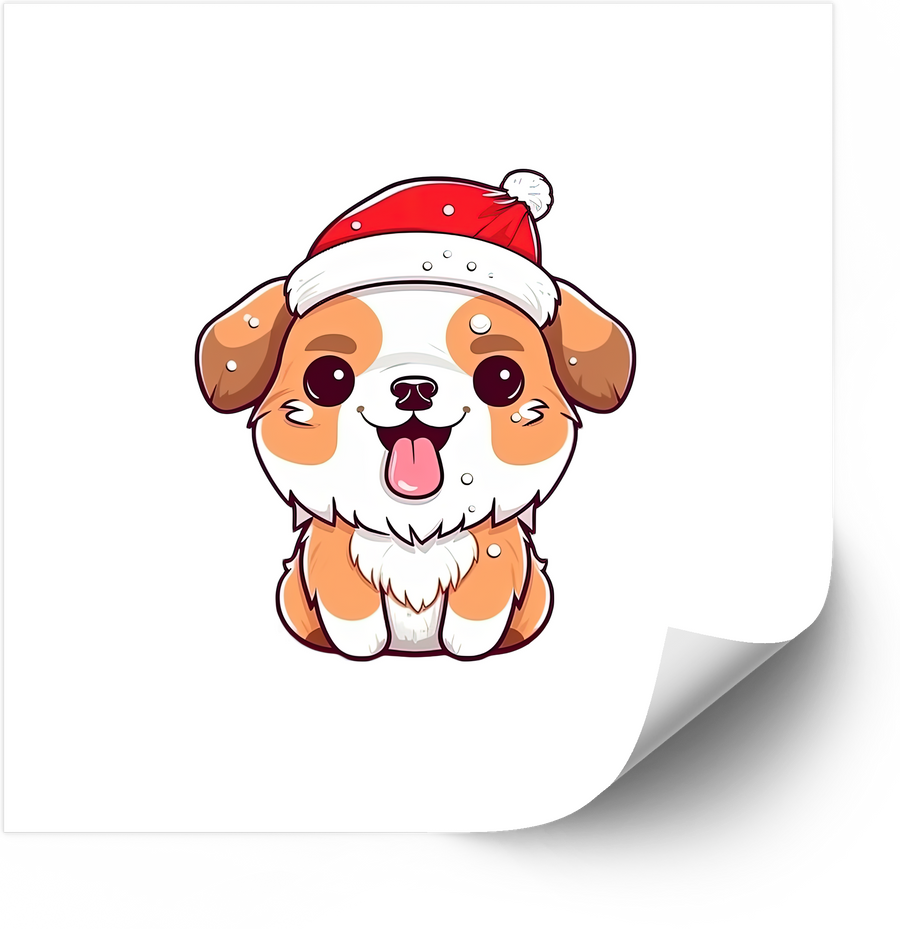 Christmas Golden Retriever Puppy Sticker | Kawaii Holiday Dog Vinyl Decal