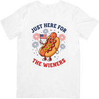 Thumbnail for Just Here For The Wieners Hot Dog T-Shirt | Funny Patriotic Fourth of July Graphic Tee