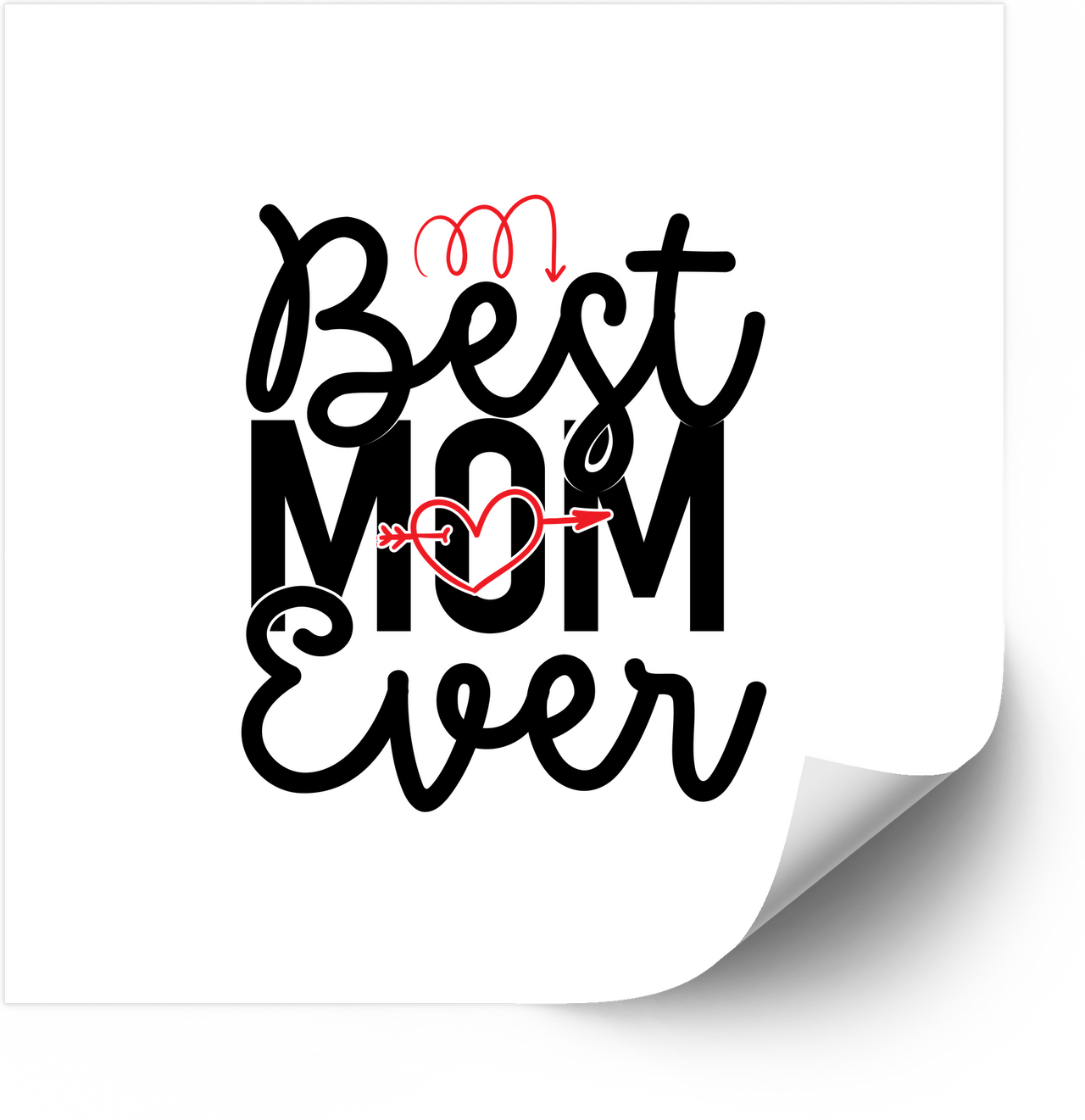 Best Mom Ever Heart Sticker | Minimalist Mothers Day Typography Vinyl Decal