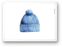 Thumbnail for Blue Knit Beanie Wall Art | Cozy Watercolor Winter Hat Print | Winter Home Gift