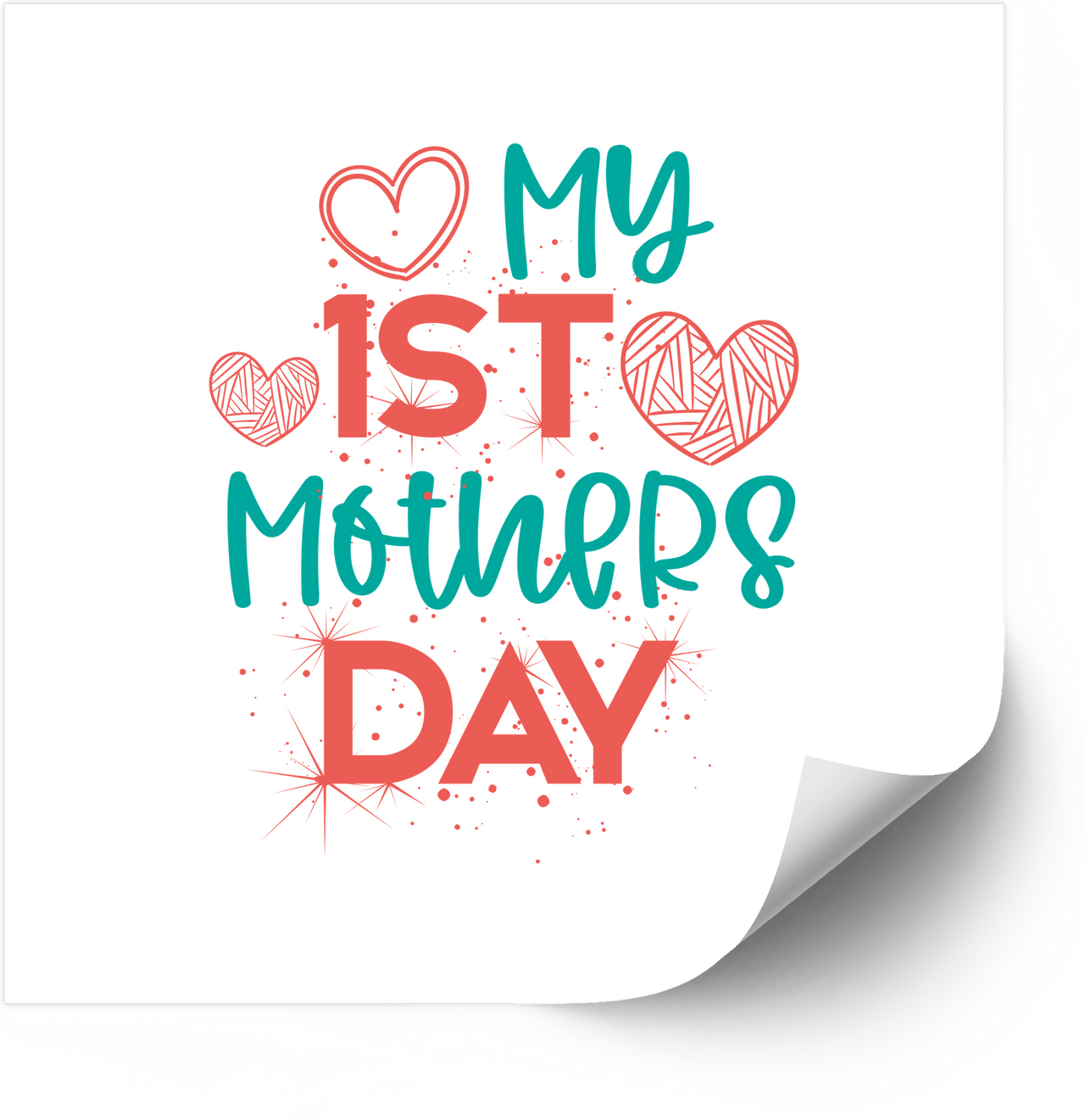My First Mothers Day Heart Sticker | Cute New Mom Typography Vinyl Decal