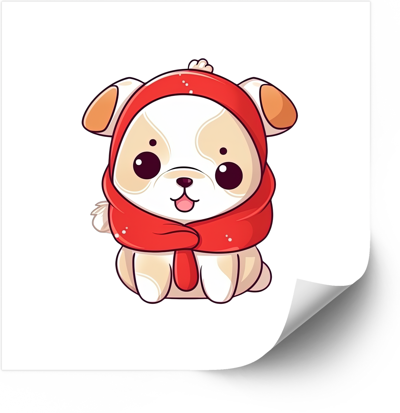 Cute Puppy Winter Scarf Sticker | Kawaii Christmas Dog Vinyl Decal