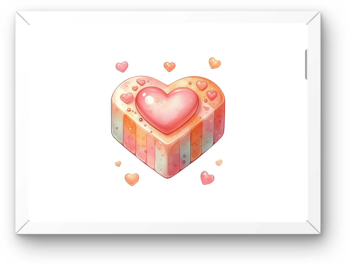 Striped Heart Candy Wall Art | Cute Watercolor Love Treat Print | Valentine Home Gift