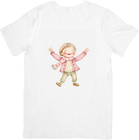 Thumbnail for Happy Little Girl T-Shirt | Cute Watercolor Jumping Child Graphic Tee | Kids Joy Gift