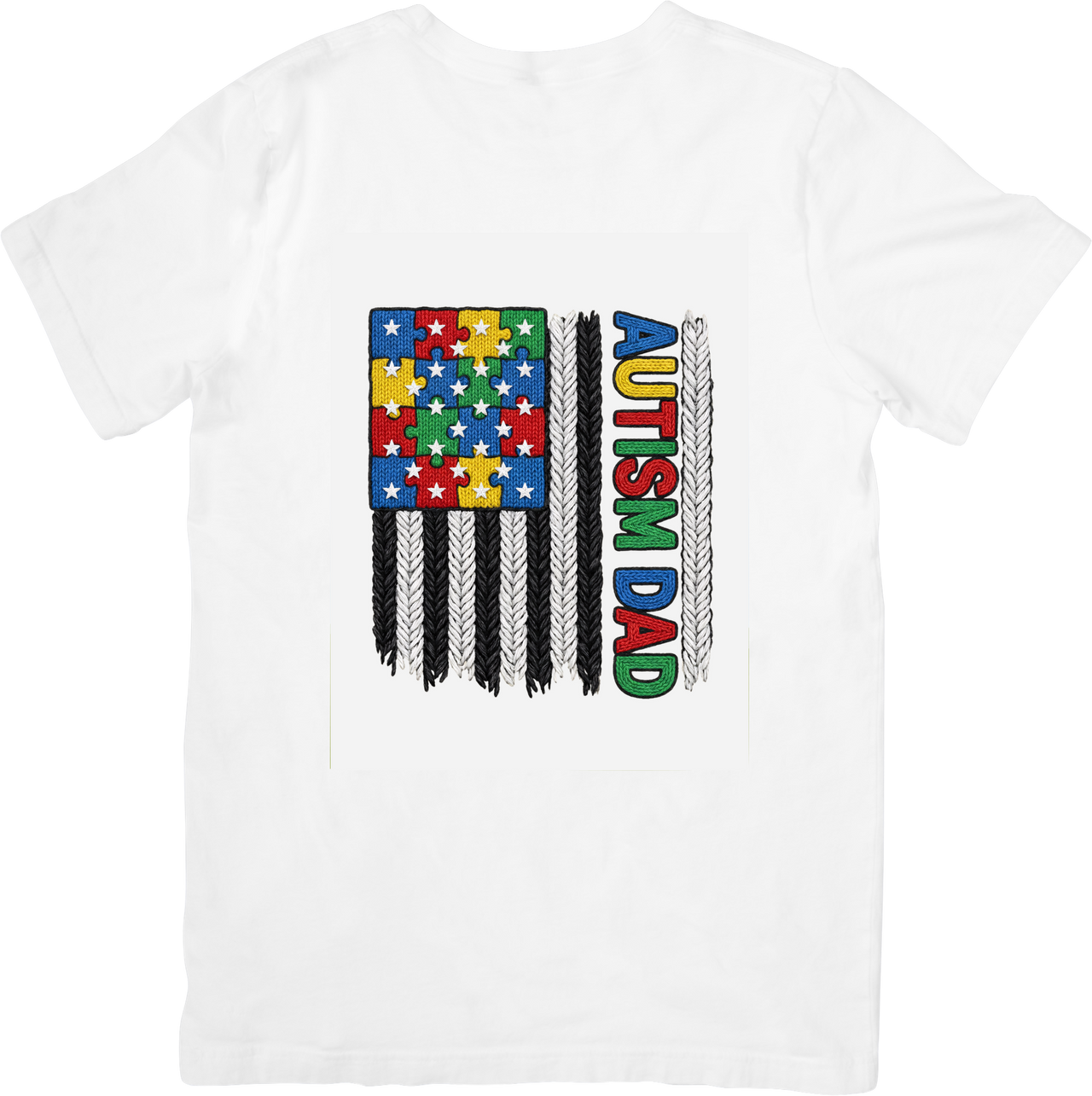 Autism Dad American Flag T-Shirt | Patriotic Autism Awareness Graphic Tee | Father Gift