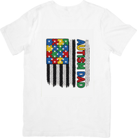 Thumbnail for Autism Dad American Flag T-Shirt | Patriotic Autism Awareness Graphic Tee | Father Gift