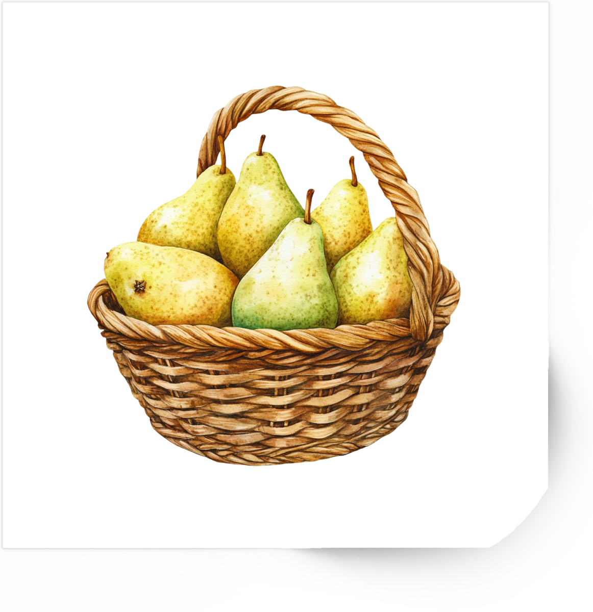 Pear Basket Sticker | Watercolor Fruit Vinyl Decal | Farmhouse Kitchen Gift