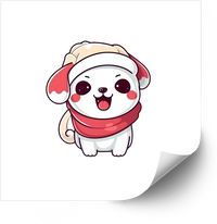 Thumbnail for Cute Puppy Red Scarf Winter Hat Sticker | Kawaii Dog Christmas Vinyl Decal